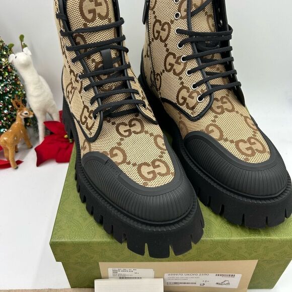 Men’s Gucci maxi GG logo combat boots size 12.5 made in Italy - Picture 3 of 10